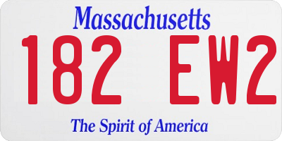MA license plate 182EW2