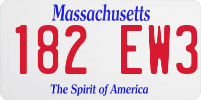 MA license plate 182EW3