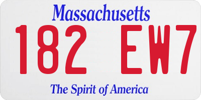 MA license plate 182EW7