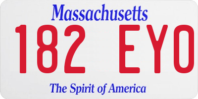 MA license plate 182EY0