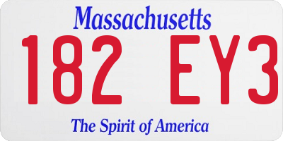 MA license plate 182EY3