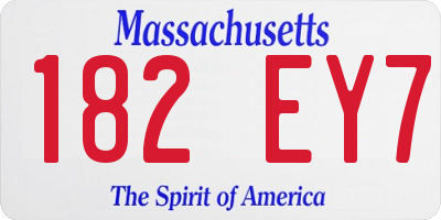 MA license plate 182EY7