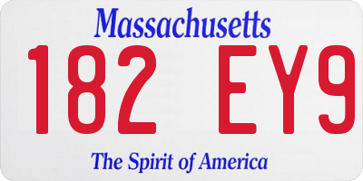 MA license plate 182EY9