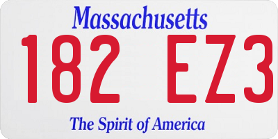 MA license plate 182EZ3