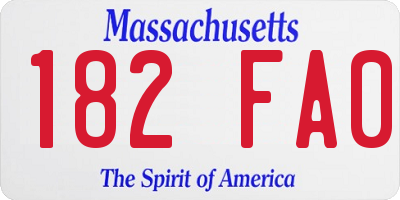 MA license plate 182FA0