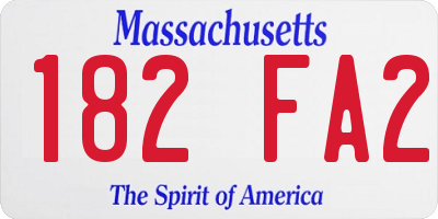 MA license plate 182FA2