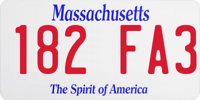 MA license plate 182FA3