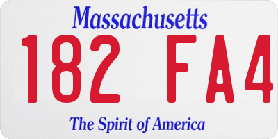 MA license plate 182FA4