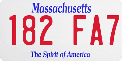 MA license plate 182FA7