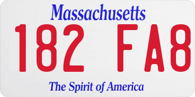 MA license plate 182FA8