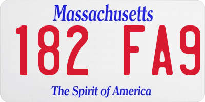 MA license plate 182FA9