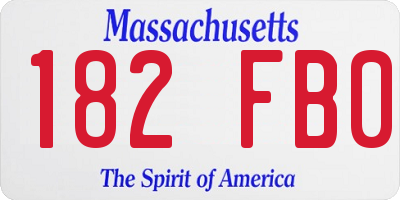 MA license plate 182FB0