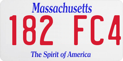 MA license plate 182FC4
