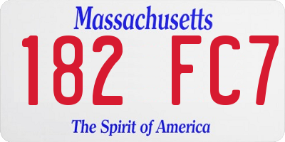 MA license plate 182FC7