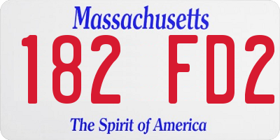 MA license plate 182FD2
