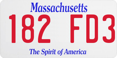 MA license plate 182FD3