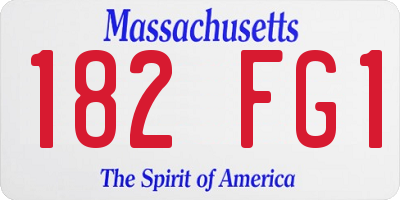 MA license plate 182FG1