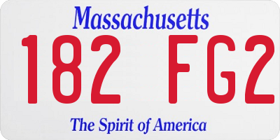 MA license plate 182FG2