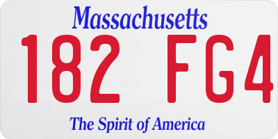 MA license plate 182FG4