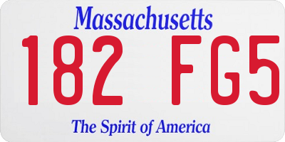 MA license plate 182FG5