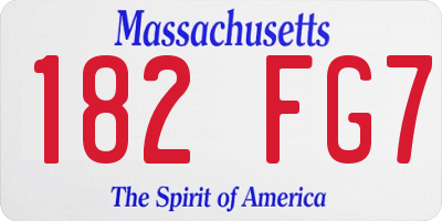 MA license plate 182FG7