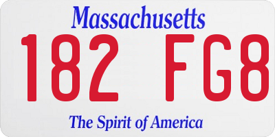 MA license plate 182FG8