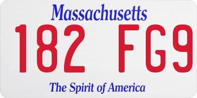 MA license plate 182FG9