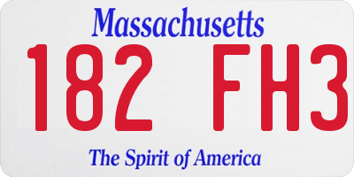 MA license plate 182FH3