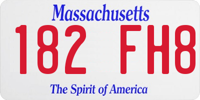 MA license plate 182FH8