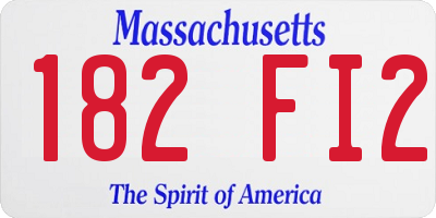 MA license plate 182FI2