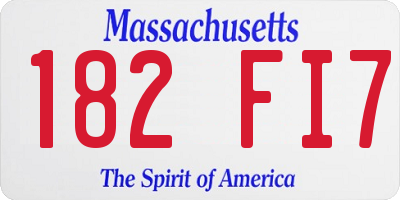 MA license plate 182FI7