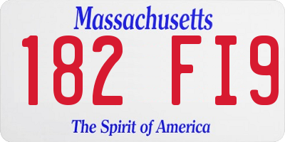 MA license plate 182FI9
