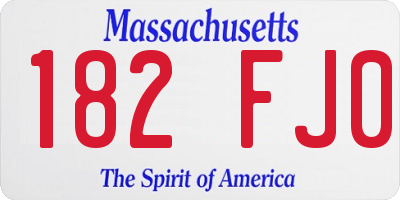 MA license plate 182FJ0