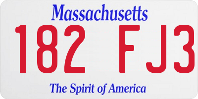 MA license plate 182FJ3