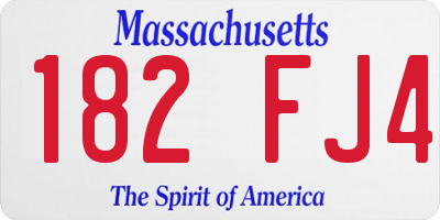 MA license plate 182FJ4