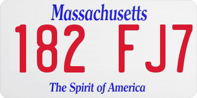 MA license plate 182FJ7
