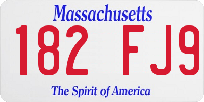 MA license plate 182FJ9
