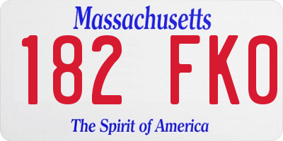 MA license plate 182FK0