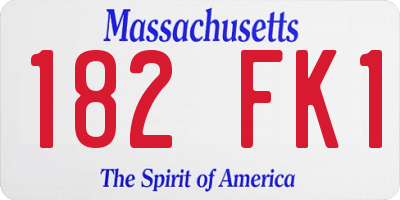 MA license plate 182FK1
