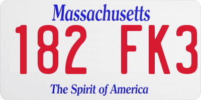 MA license plate 182FK3