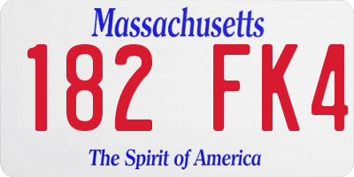 MA license plate 182FK4