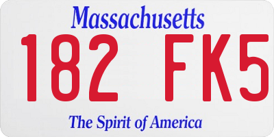 MA license plate 182FK5
