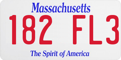 MA license plate 182FL3