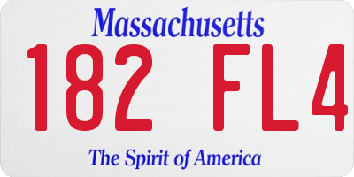 MA license plate 182FL4
