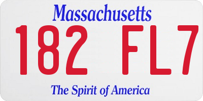 MA license plate 182FL7