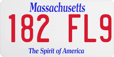 MA license plate 182FL9