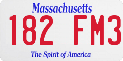 MA license plate 182FM3