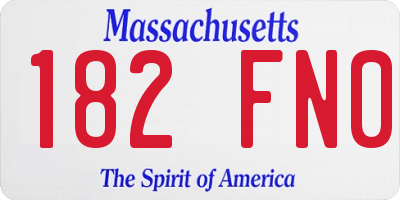 MA license plate 182FN0