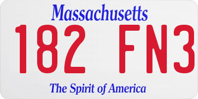 MA license plate 182FN3