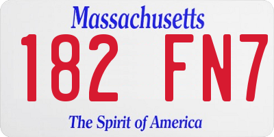 MA license plate 182FN7